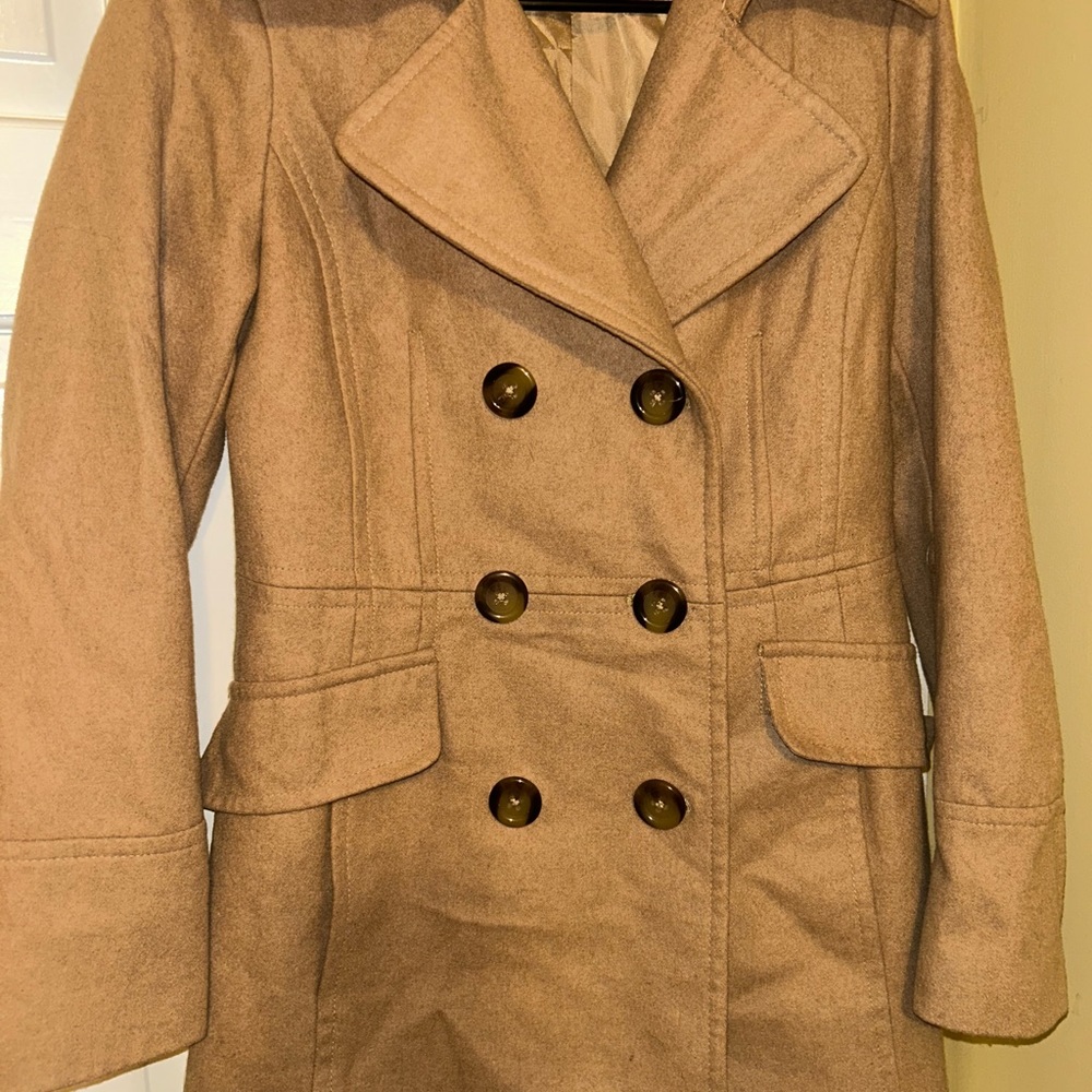 London Fog Classic Wool Tan Pea Coat